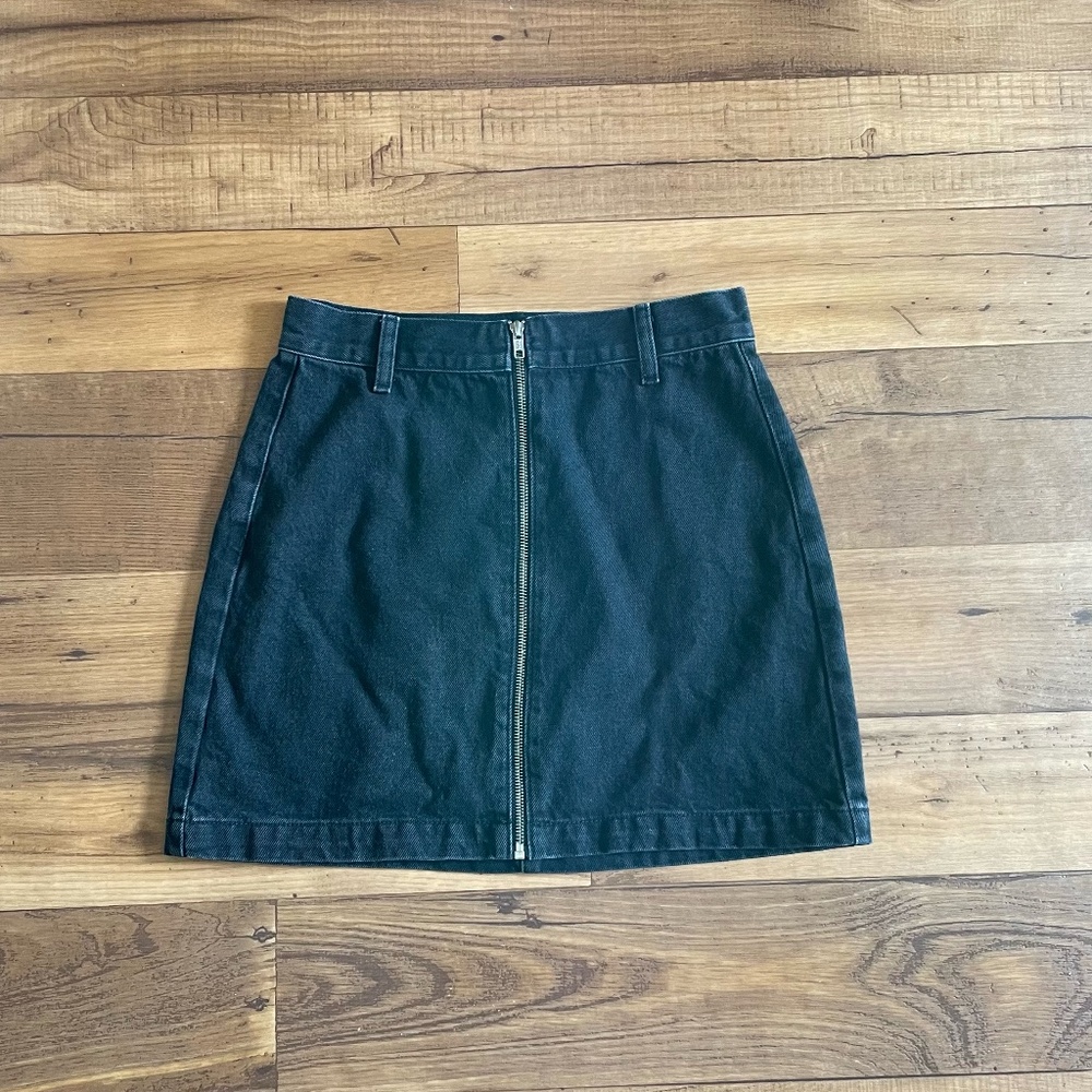 Topshop Moto Black Denim Zipper Mini Skirt Whimsigoth Punk Grunge Biker